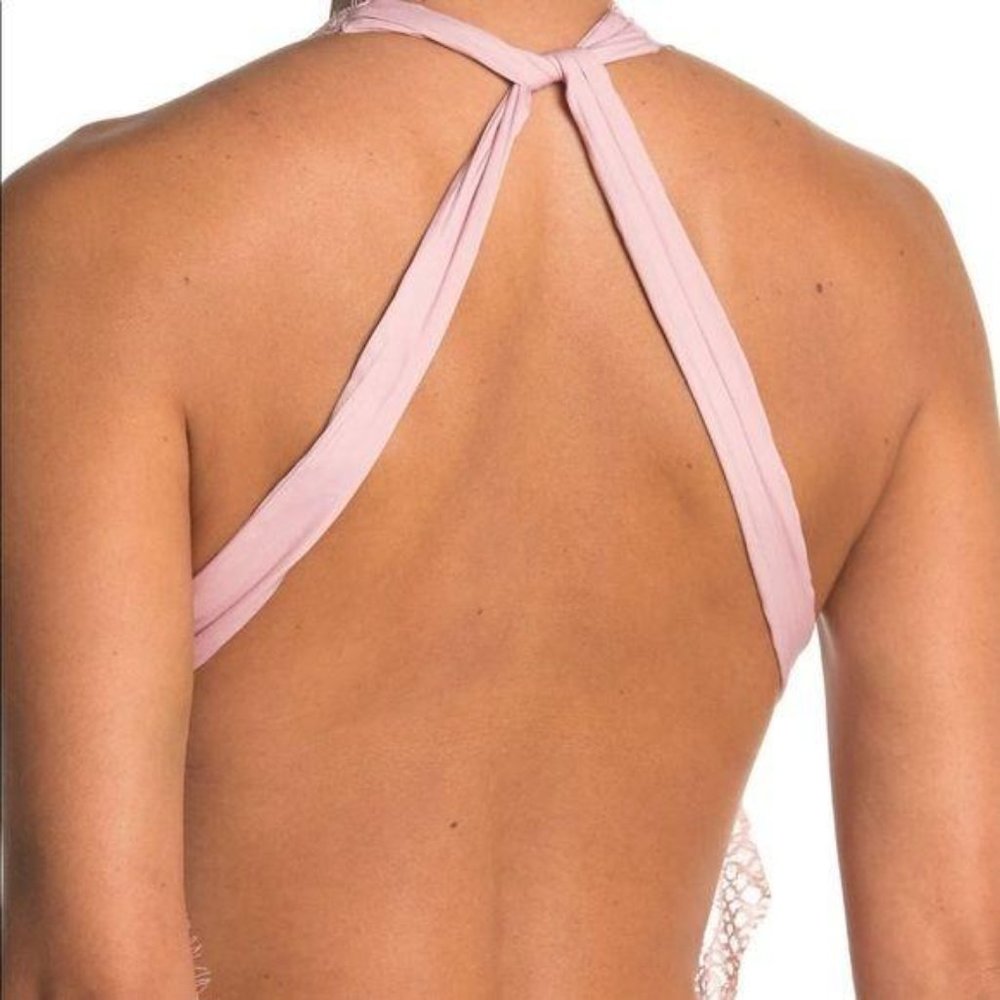 Free People M Pink Showoff Bodysuit Lace Ballet - Picture 3 of 4